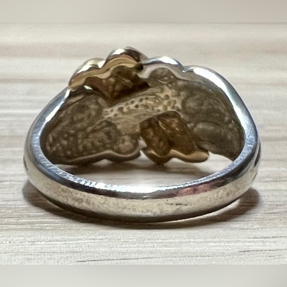 Designer Michael Anthony Sterling Silver & 14K Gold Diamond Cut Band Ring,Size 6 - Picture 4 of 10